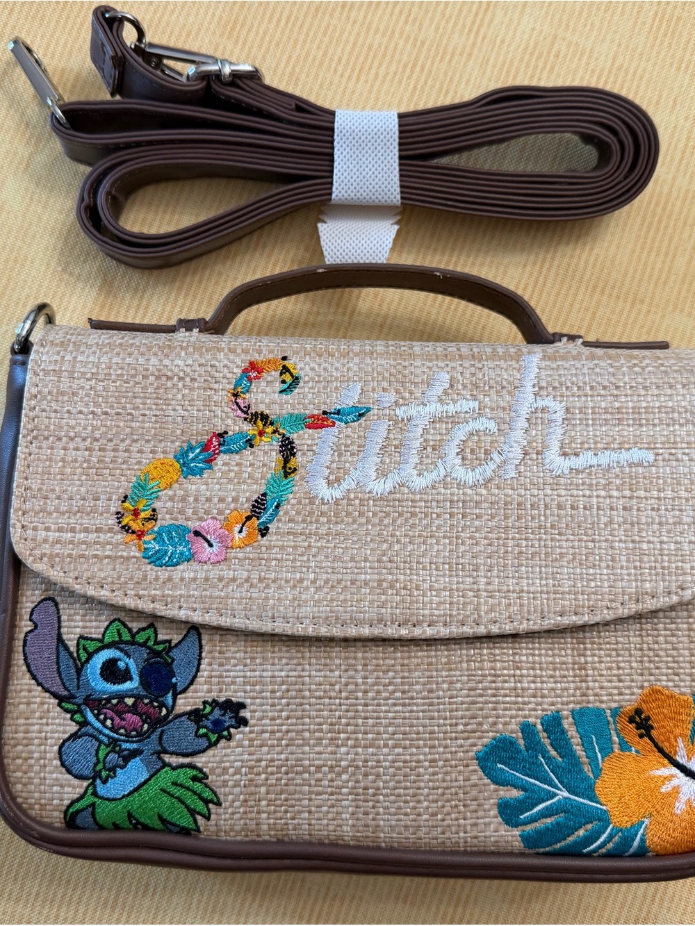 Disney Buckle-Down Stitch Tropical Crossbody Bag NWT Embroidered Woven Purse